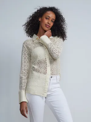 Long Sleeve Collared Crochet Shirt