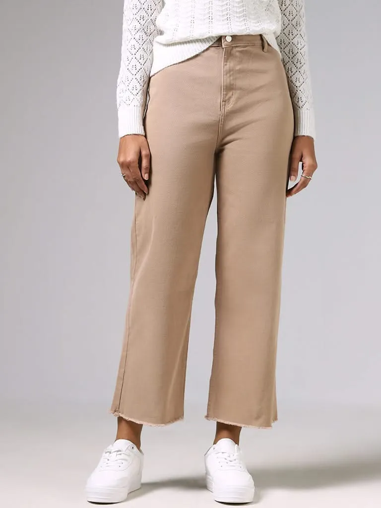 LOV Beige Wide Leg - Fit High - Rise Jeans