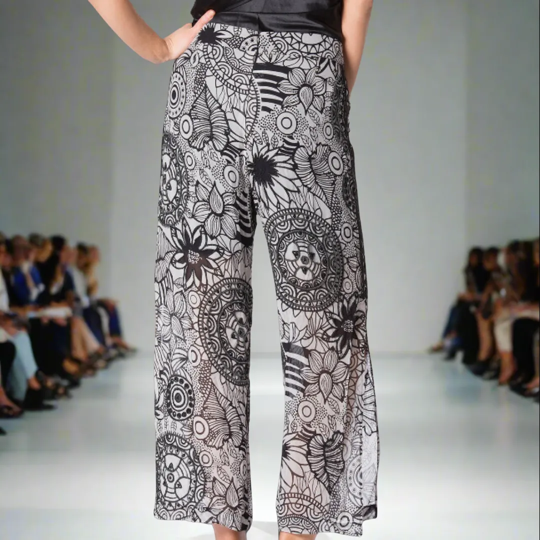 Mandala Printed Hand Beaded Crop Pants