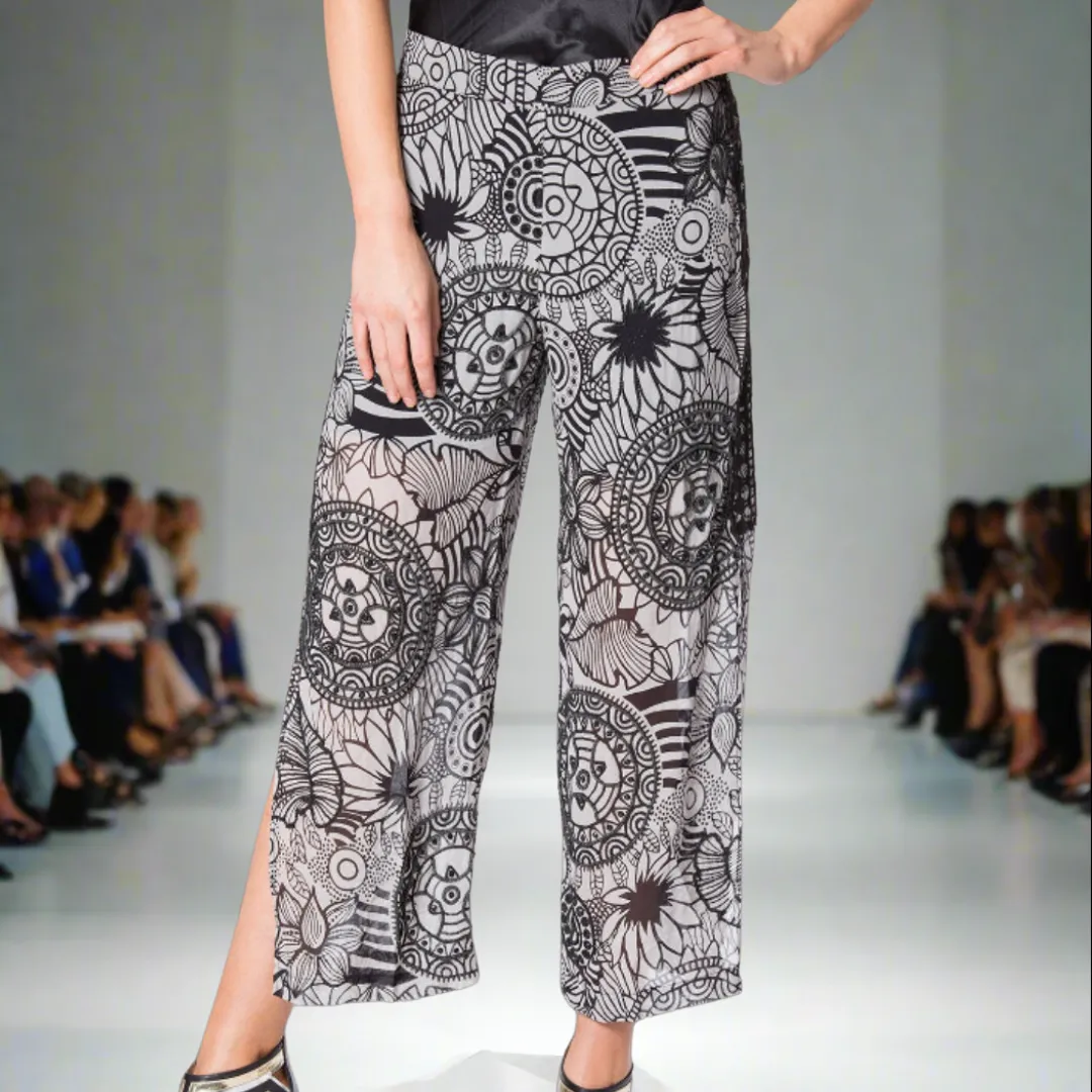 Mandala Printed Hand Beaded Crop Pants