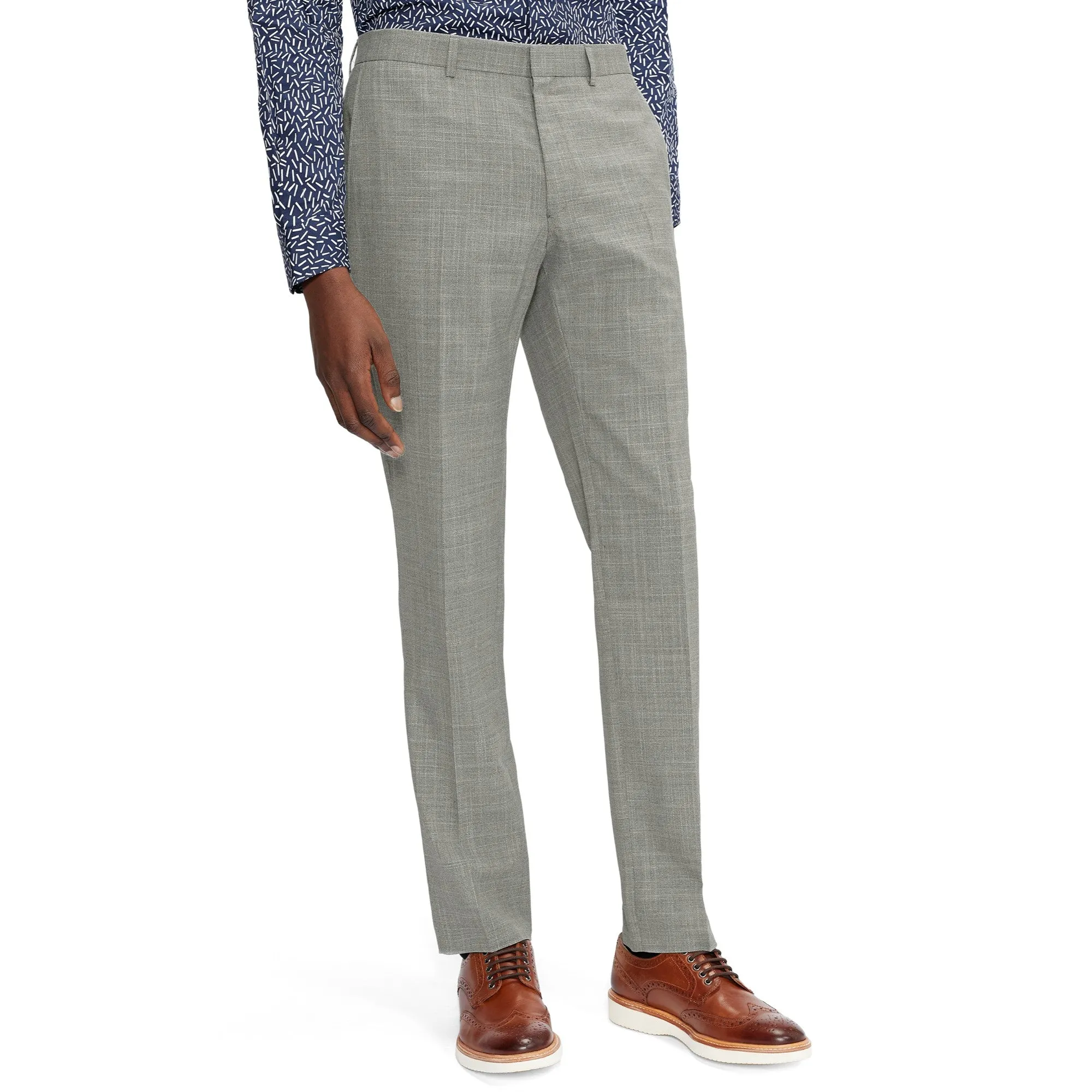 Men Mps-Corcats-Slim Fit Cross Hatch Suit Trouser - Grey