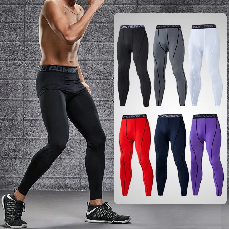 Men's Compression Pants Male Tights Leggings for Running Gym Sport Fitness Quick Dry Fit Joggings Workout White Black Trousers