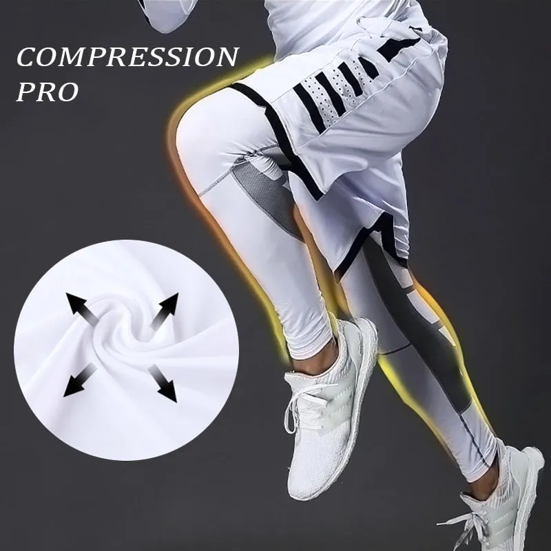 Men's Lycra Leggings Compression Sports Pants Cycling Running Basketball Football Sweatpants Fitness Tights Trousers Rash Guard