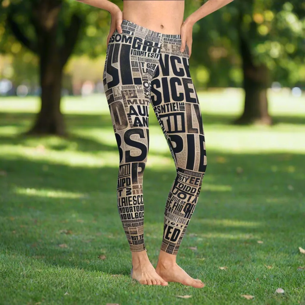 Newspaper Print Leggings