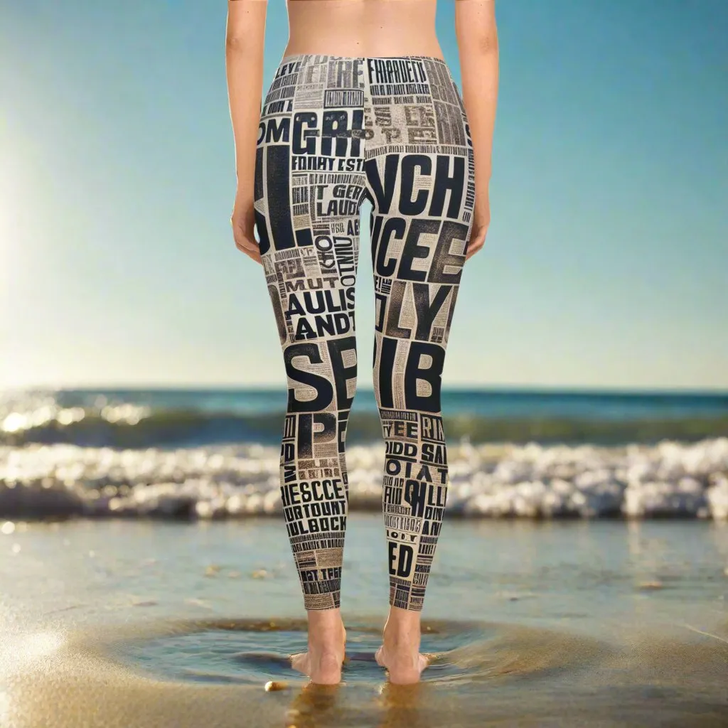 Newspaper Print Leggings