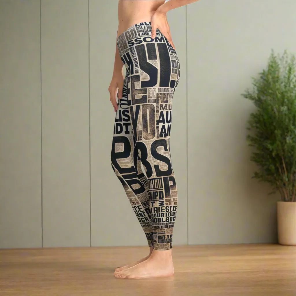 Newspaper Print Leggings