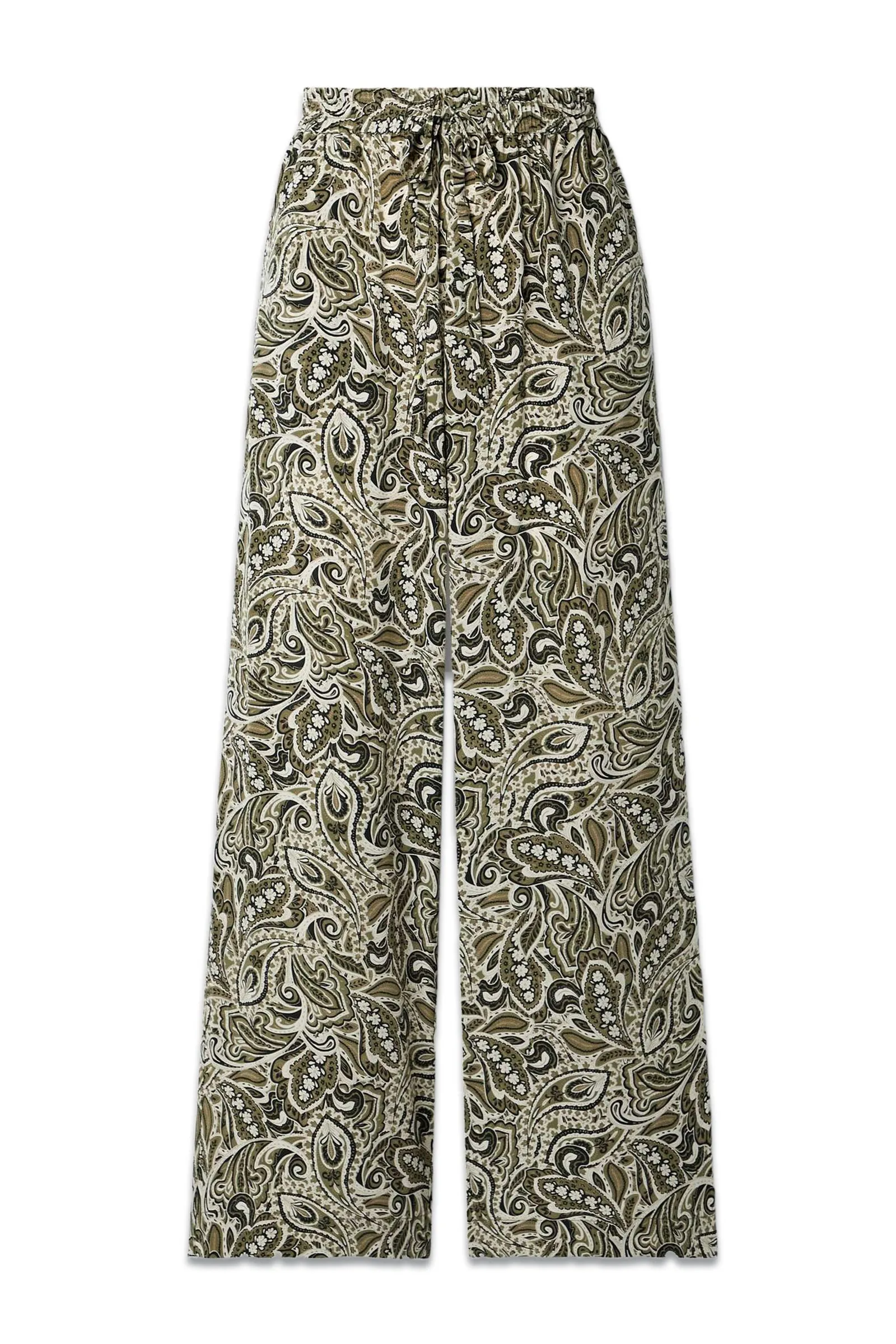 Paisley-Print Silk Trousers