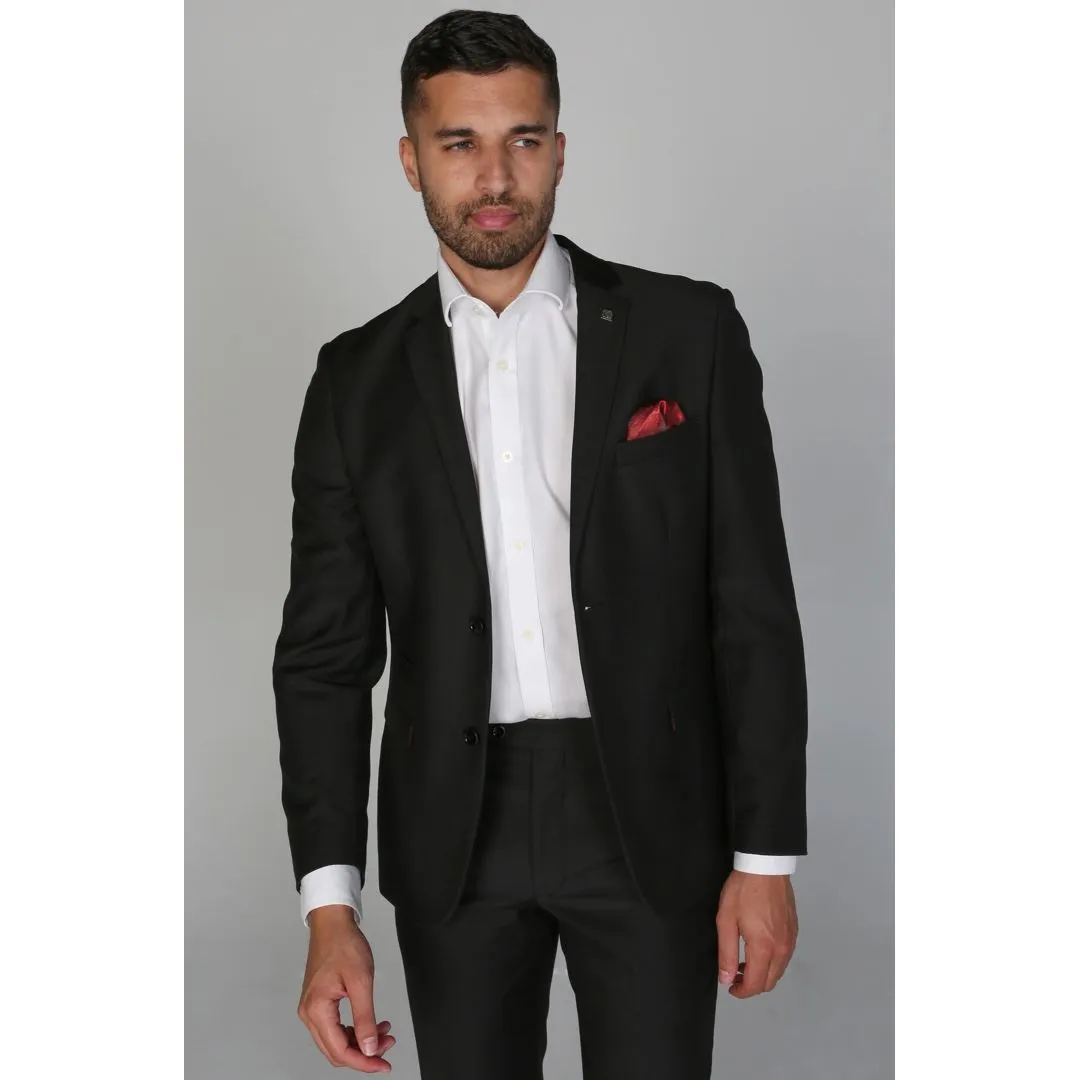 Parker - Men's Plain Black Blazer Prom Wedding Office