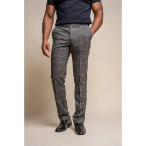 Power - Men's Grey Check Slim Fit Trousers