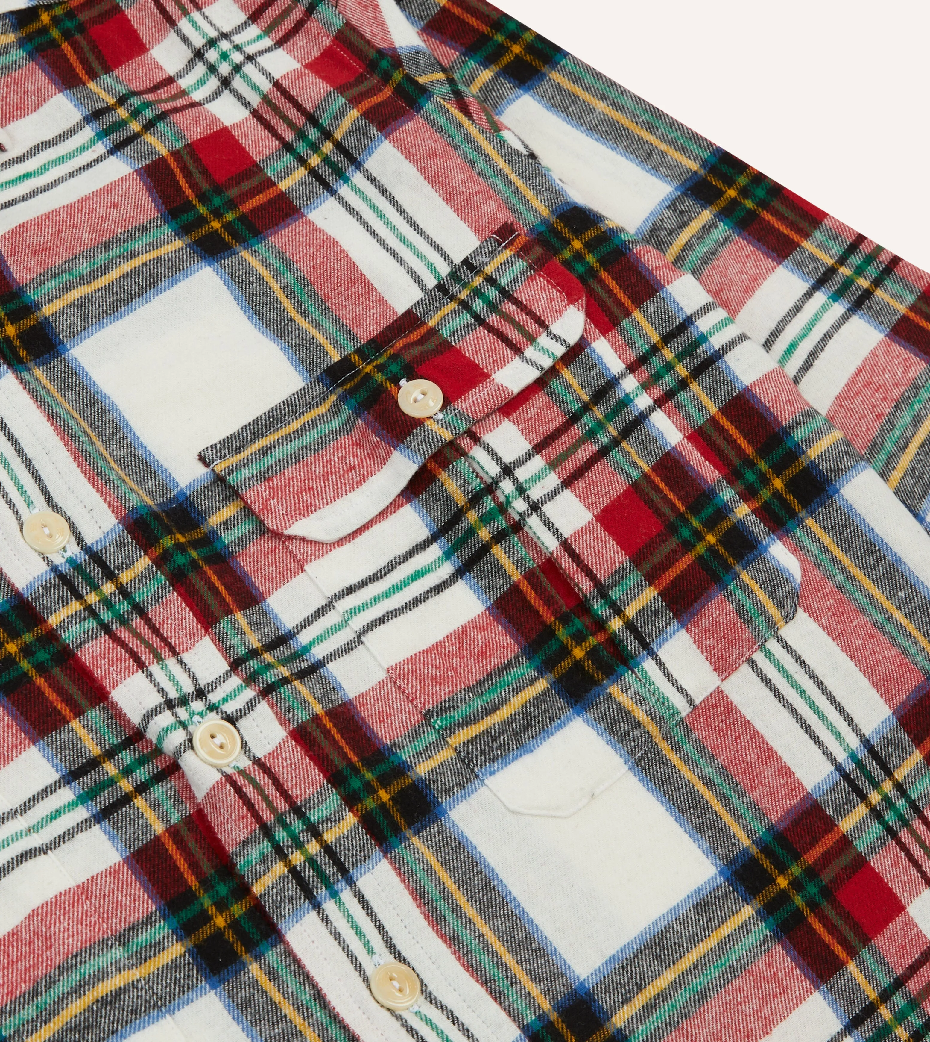 Red Check Brushed Cotton Two-Pocket Work Shirt