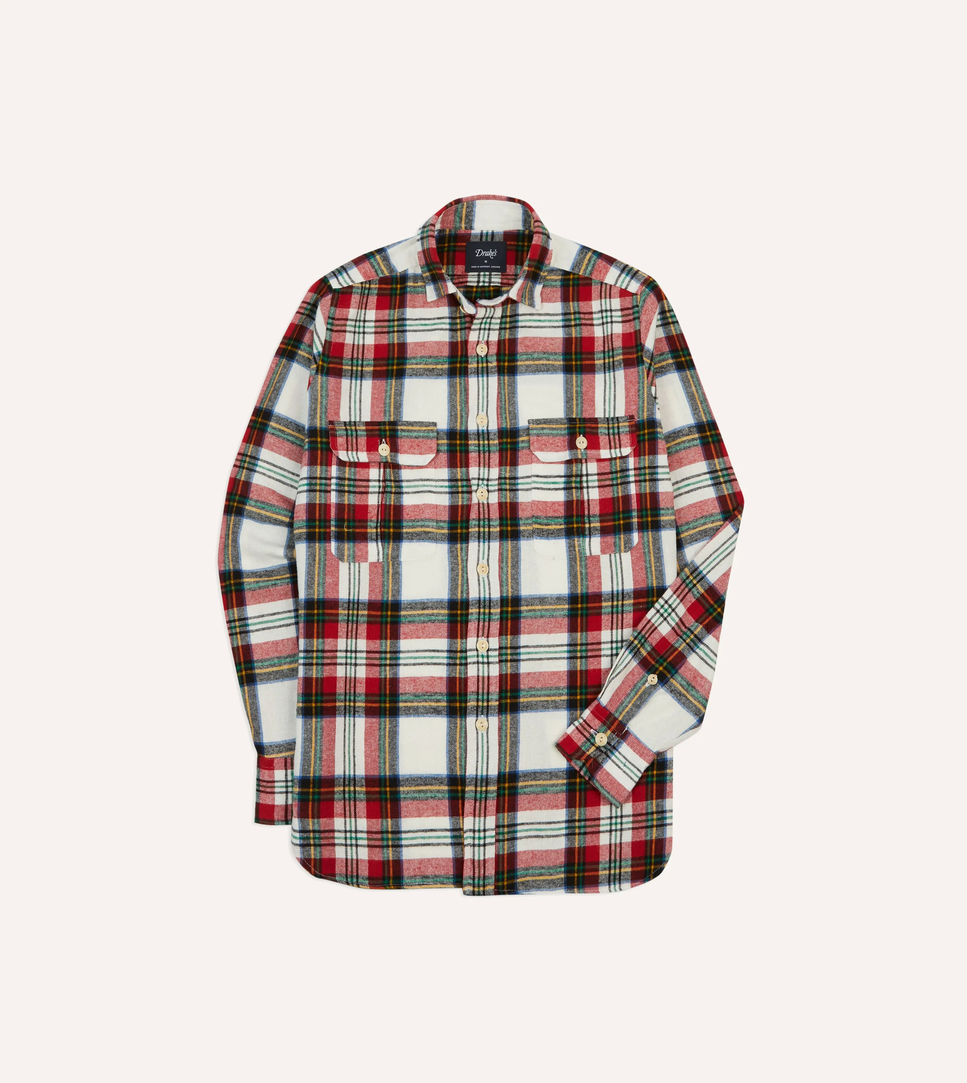 Red Check Brushed Cotton Two-Pocket Work Shirt