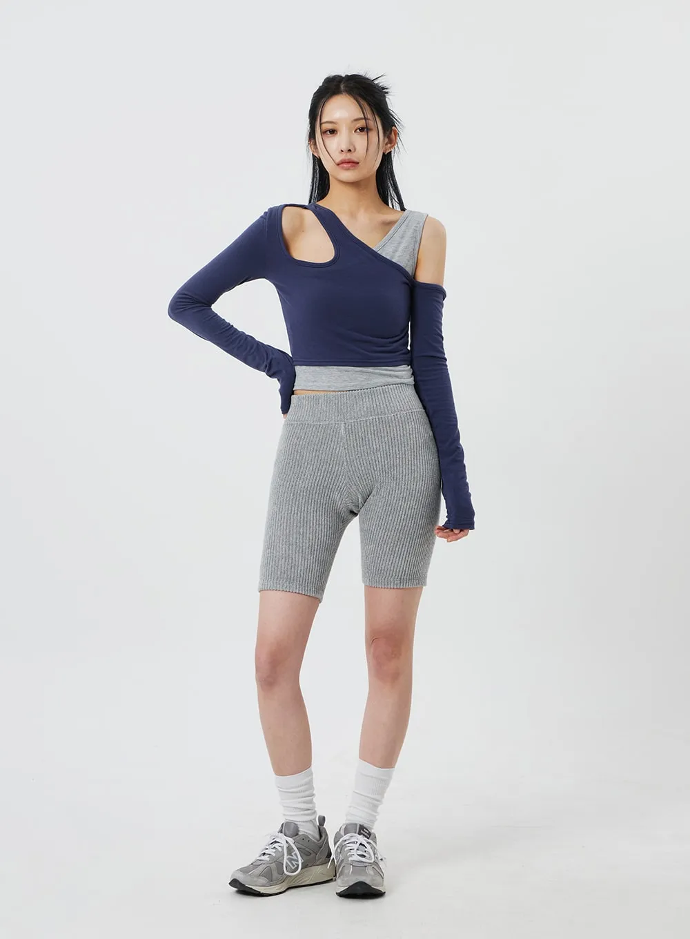 Ribbed Knit Bike Shorts CF322