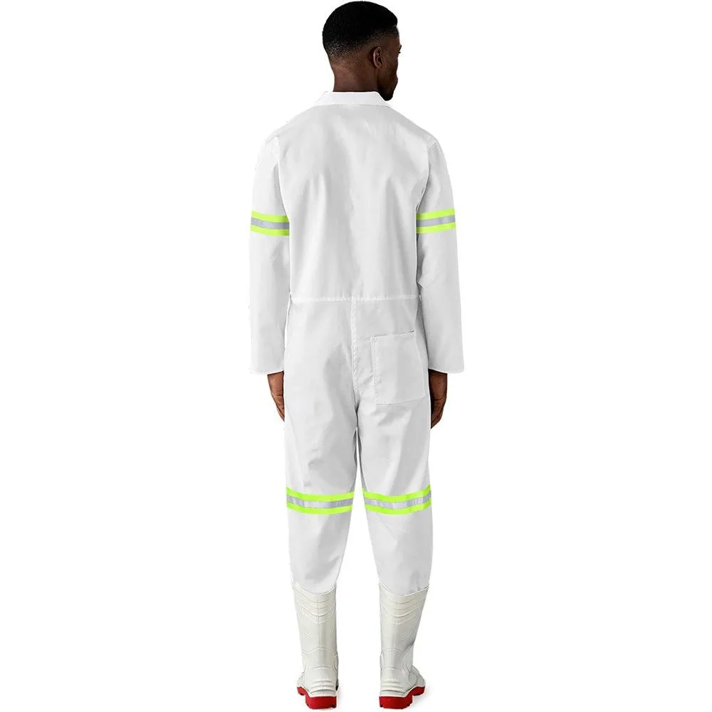 Safety Polycotton Boiler Suit - Reflective Arms & Legs - Yellow Tape