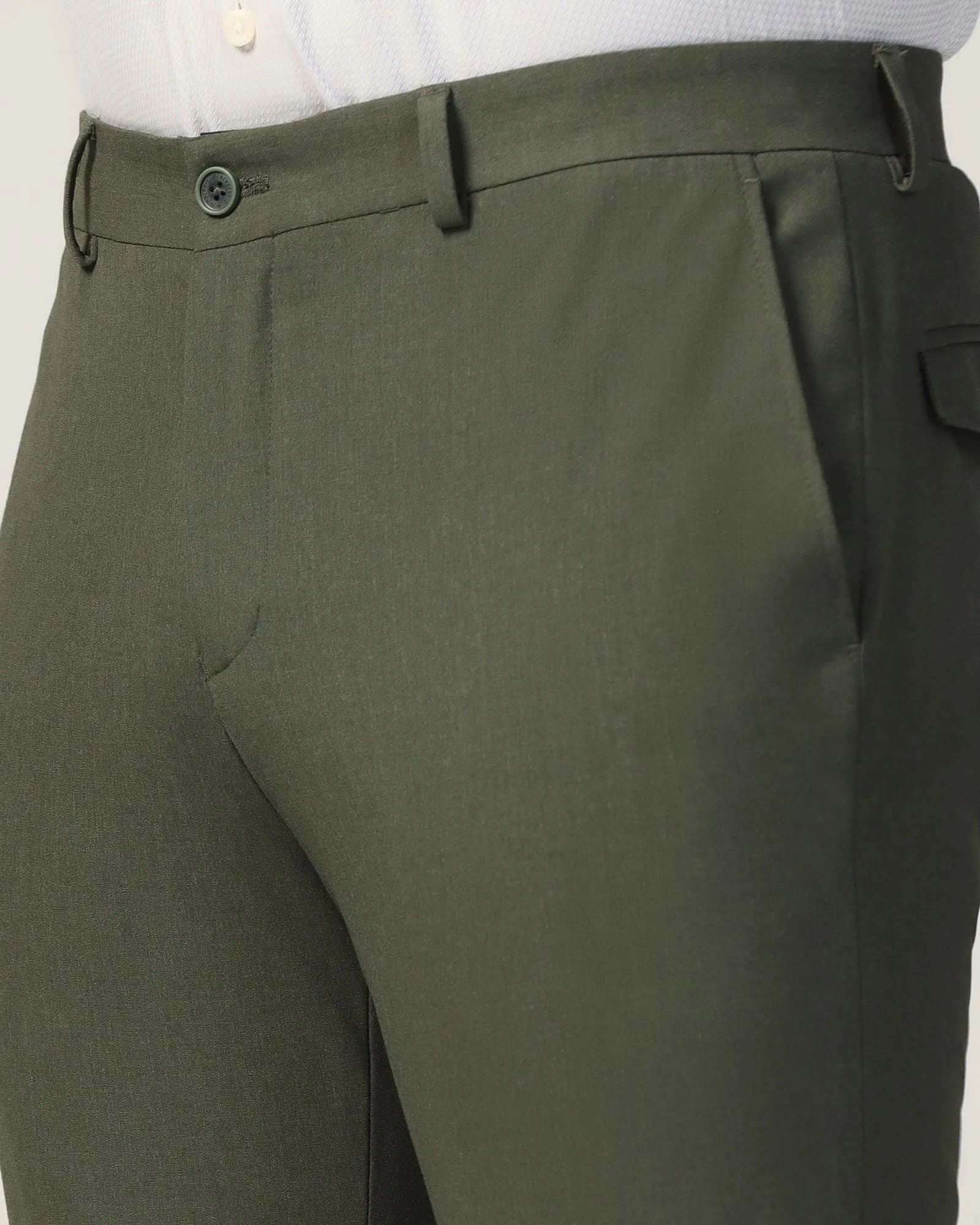 Slim Fit B-91 Formal Olive Solid Trouser - Jonny