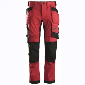 Snickers 6241 AllroundWork, Stretch Work Knee Pad Trousers Holster Pockets Red