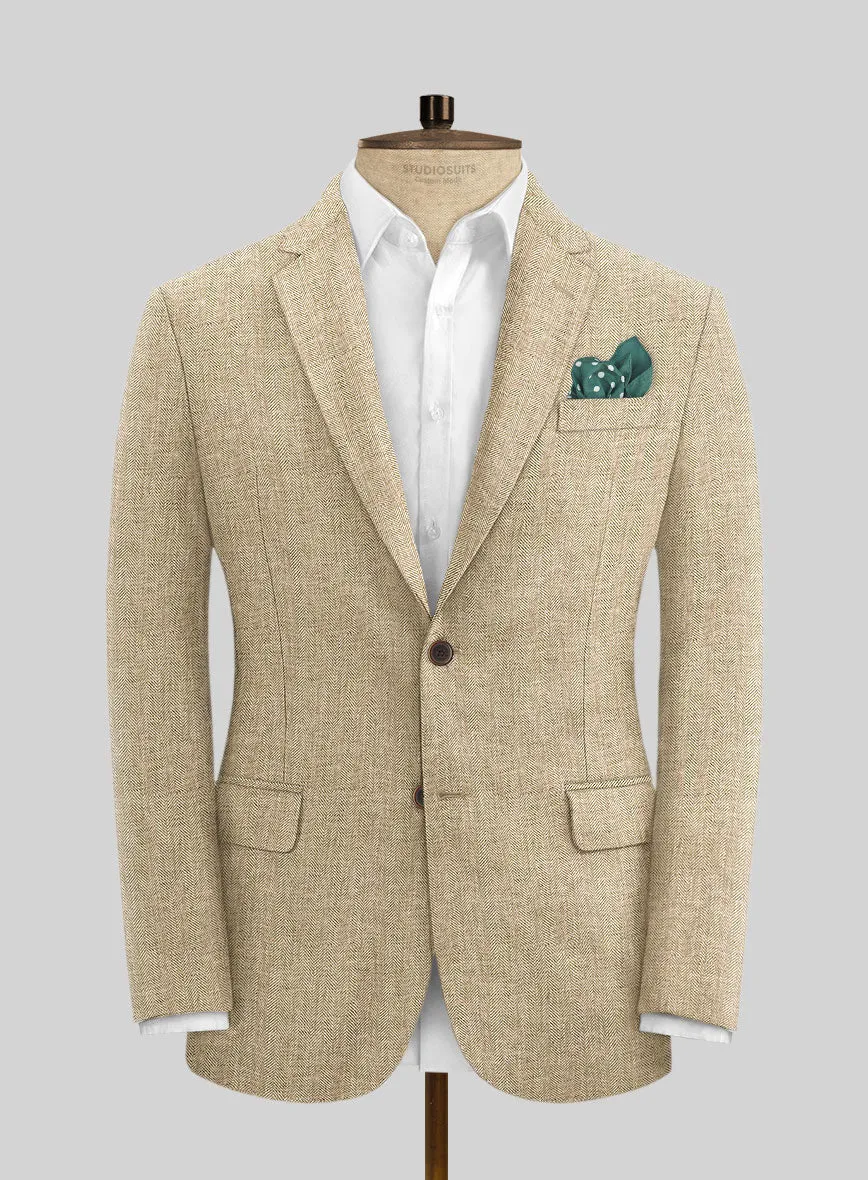 Solbiati Herringbone Beige Linen Suit