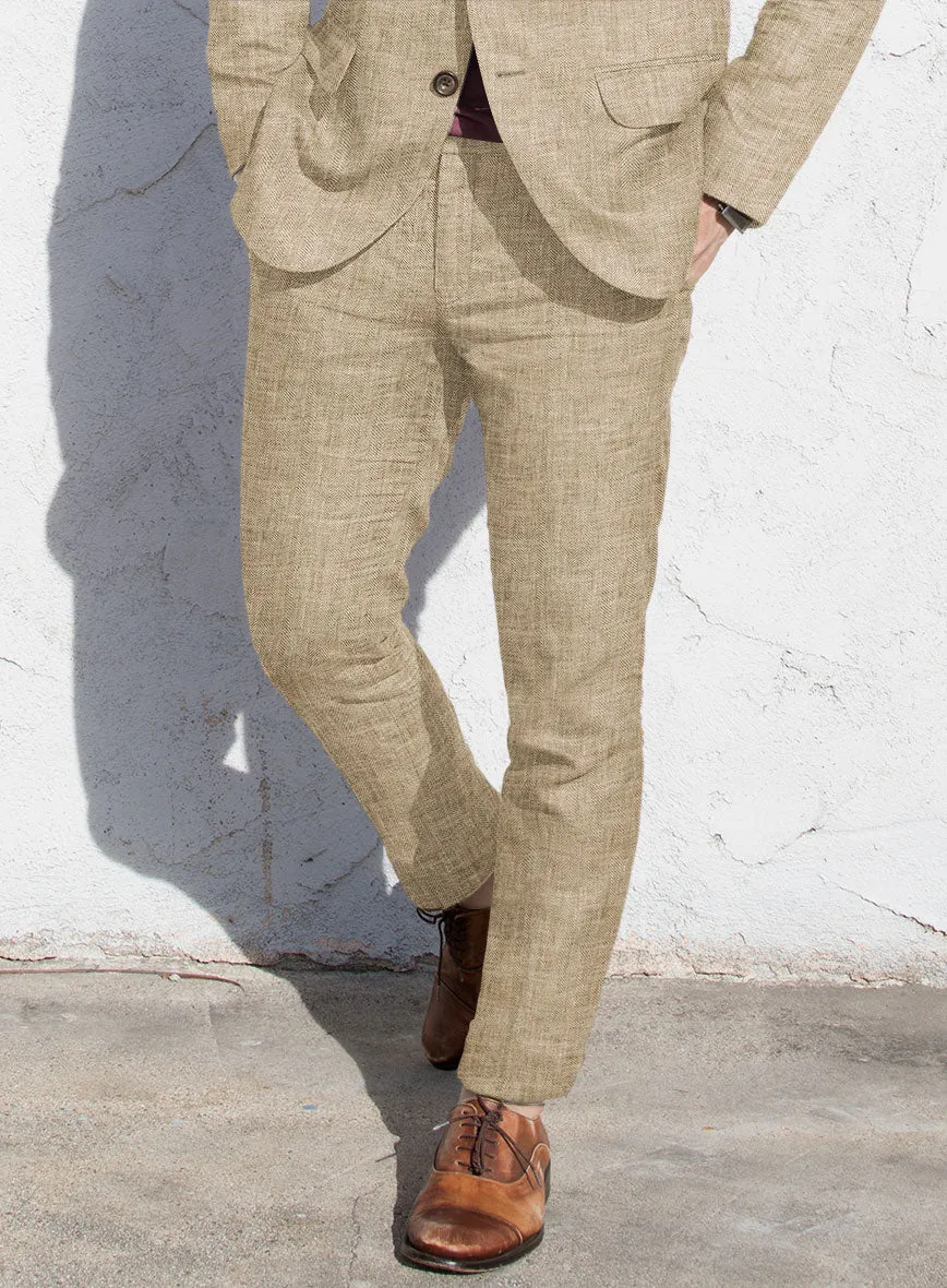 Solbiati Herringbone Beige Linen Suit