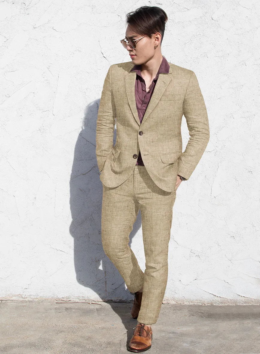 Solbiati Herringbone Beige Linen Suit