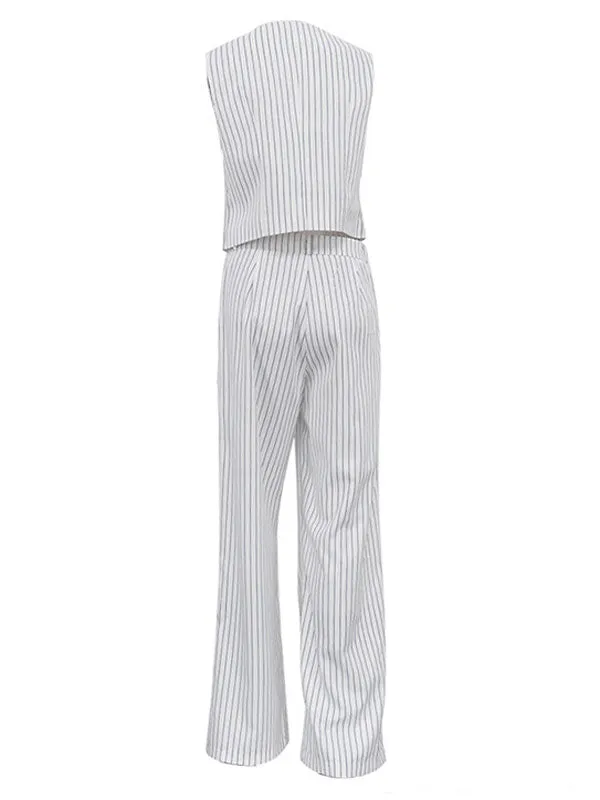 Striped Sleeveless Vest & Trousers Set