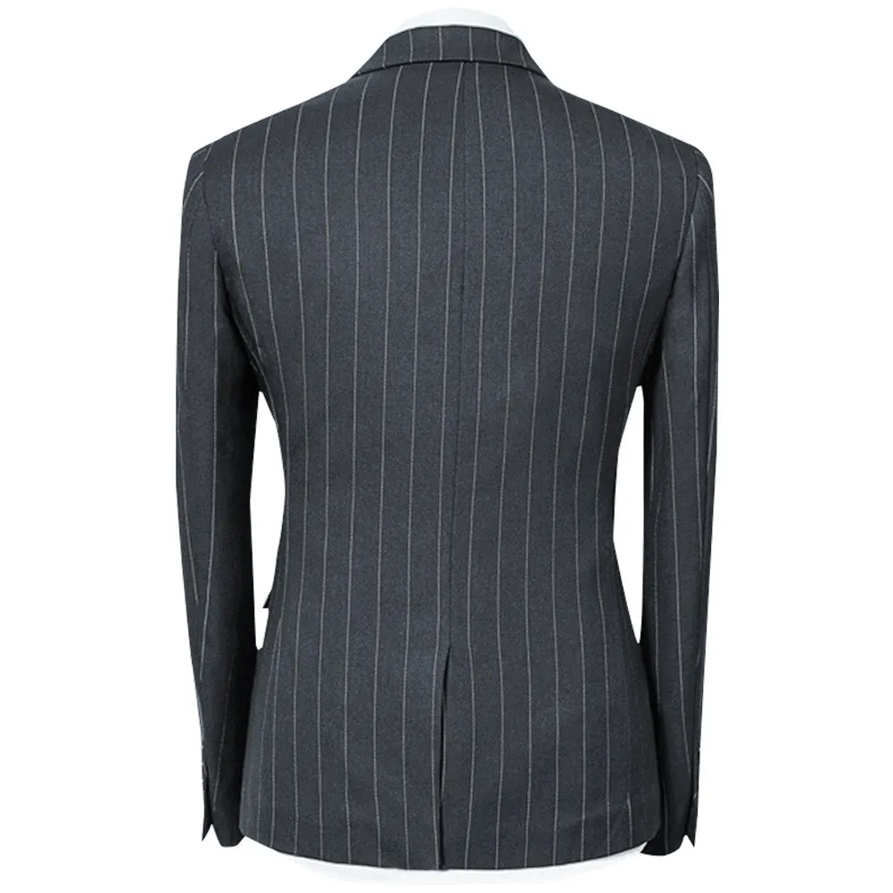 Three Piece Titanium Silver Suit Stripe Design Suit