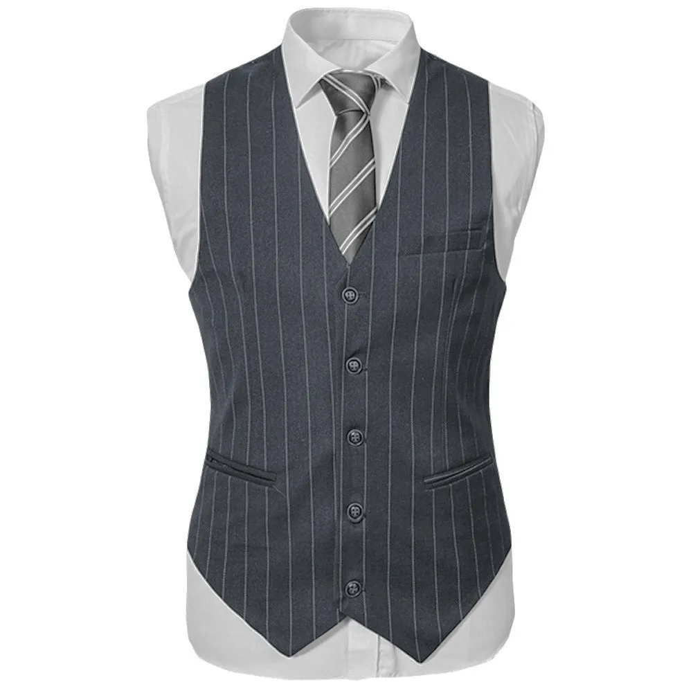 Three Piece Titanium Silver Suit Stripe Design Suit