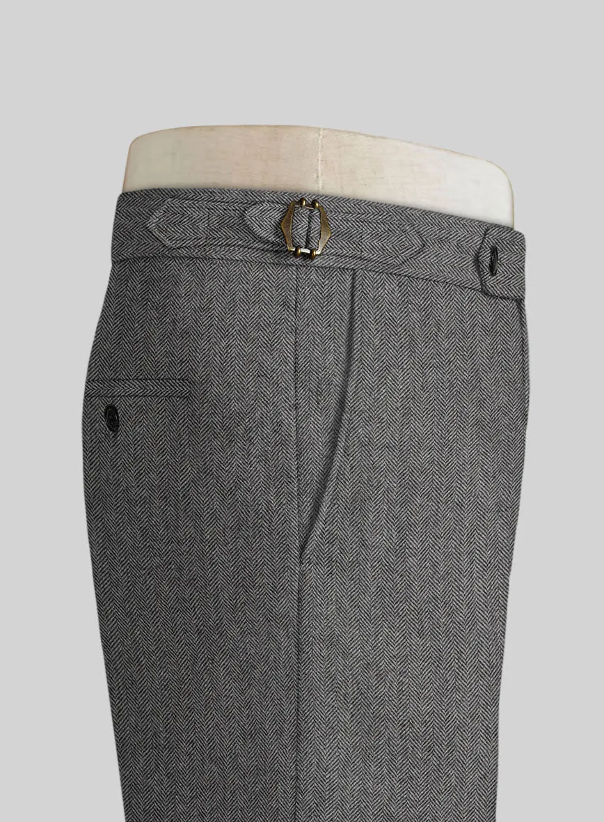 Vintage Herringbone Gray Highland Tweed Trousers