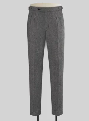 Vintage Herringbone Gray Highland Tweed Trousers