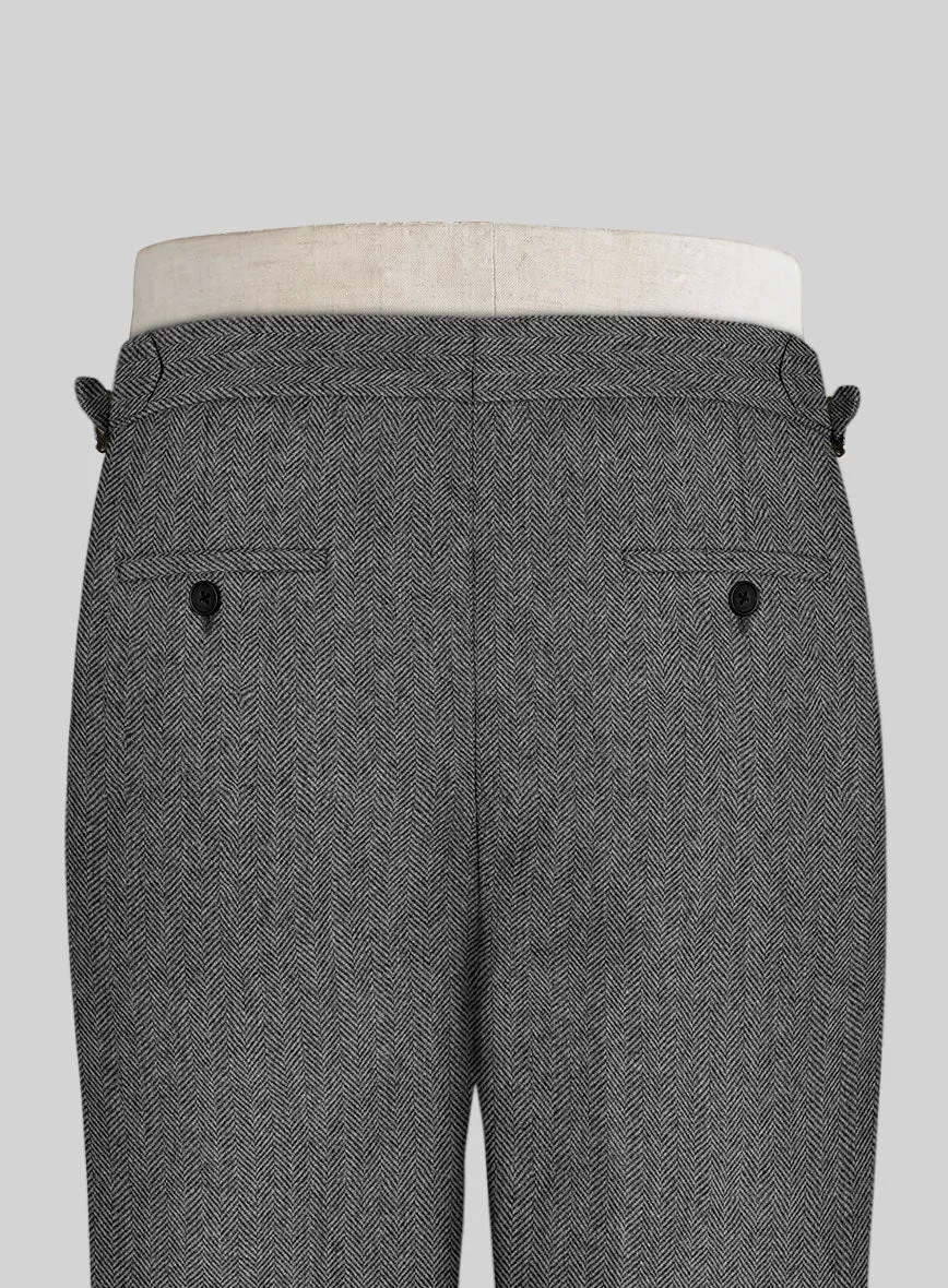 Vintage Herringbone Gray Highland Tweed Trousers