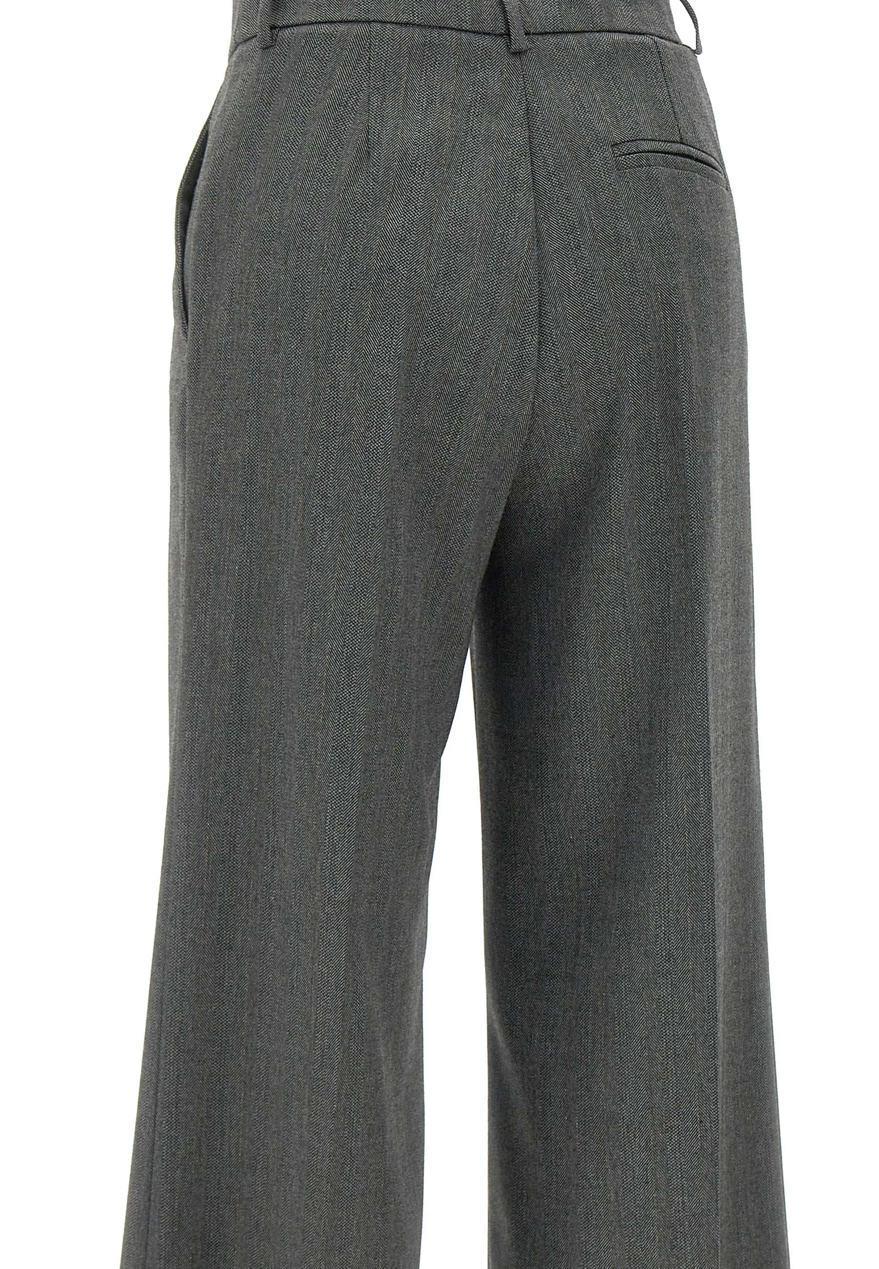 Viscose Blend Herringbone Trousers