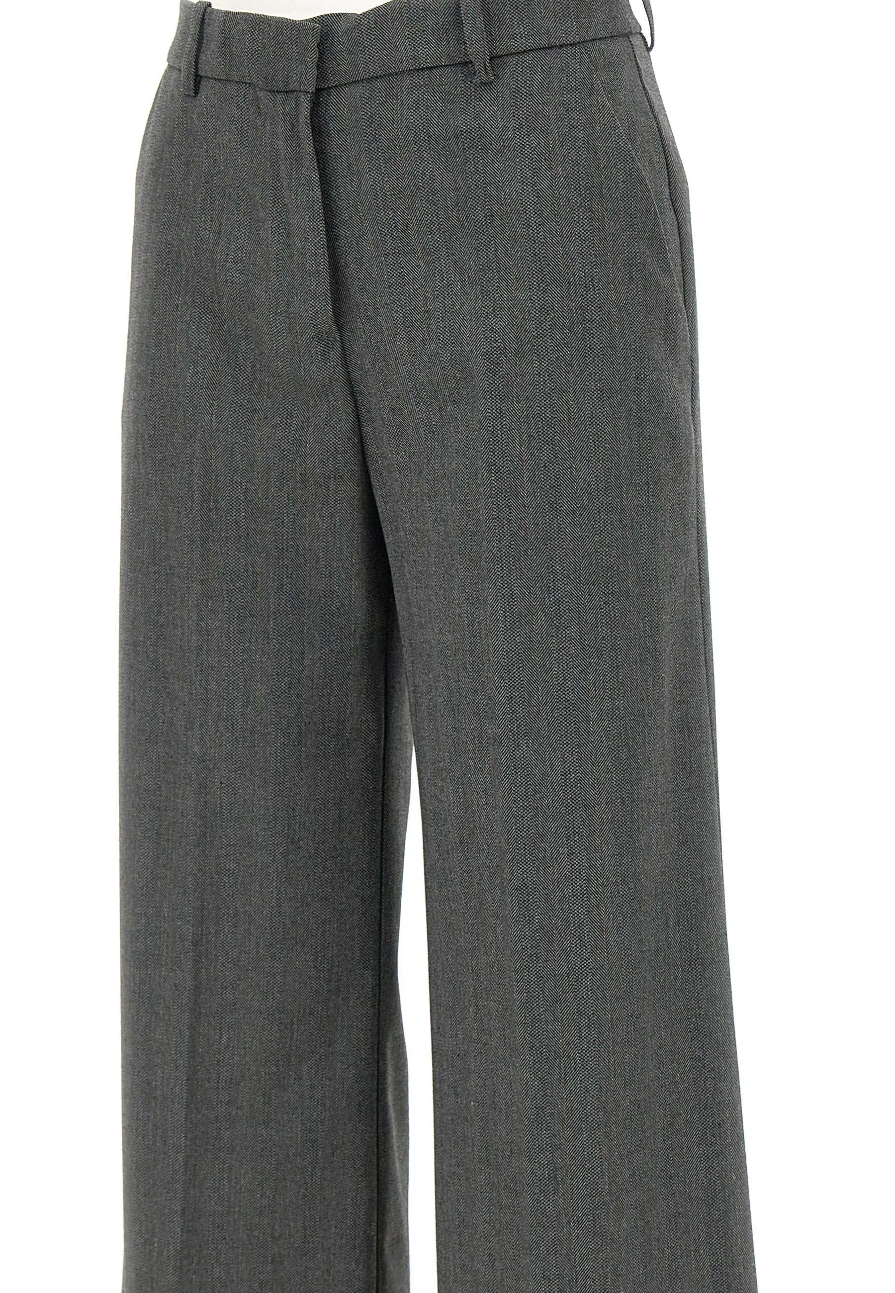 Viscose Blend Herringbone Trousers