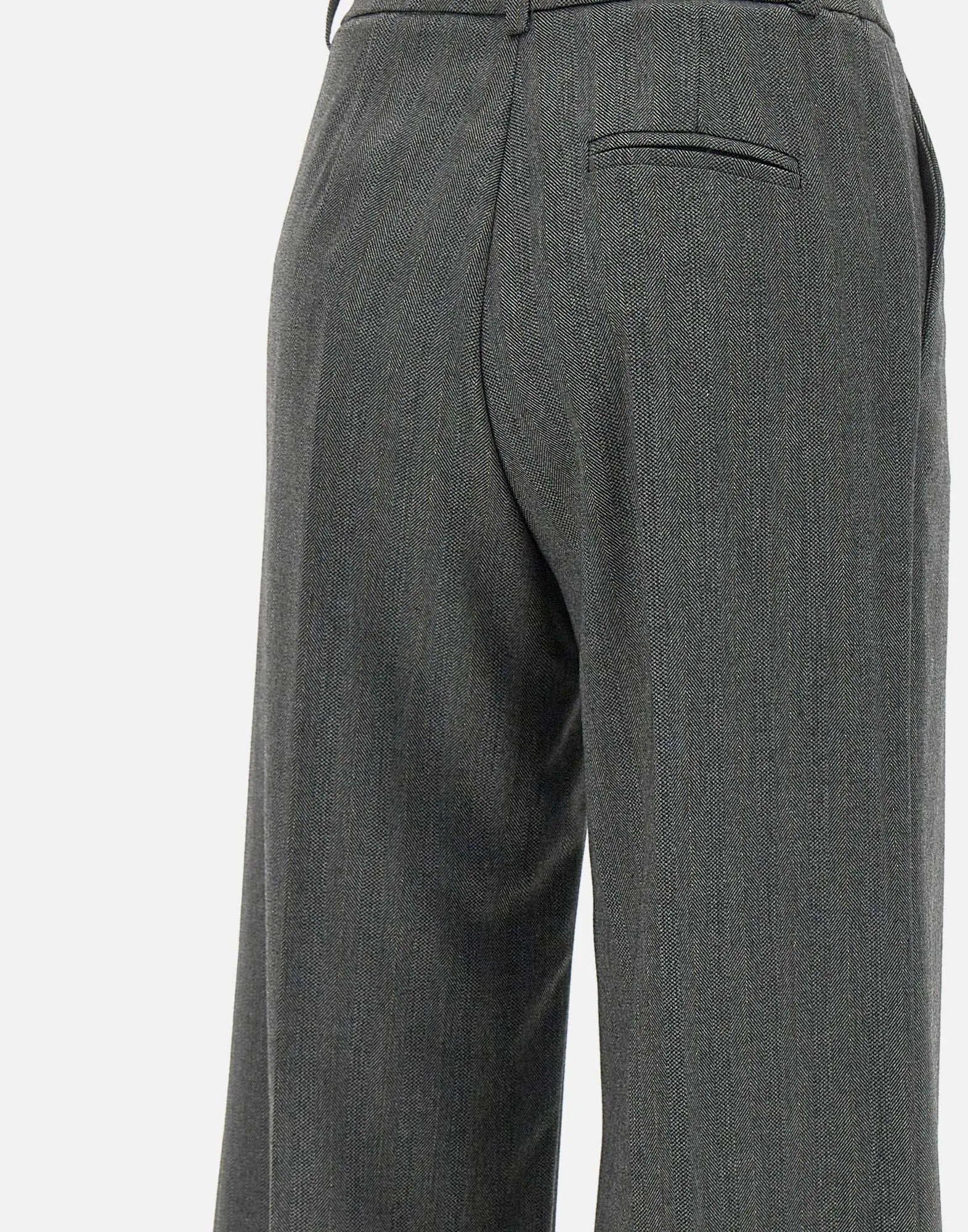 Viscose Blend Herringbone Trousers