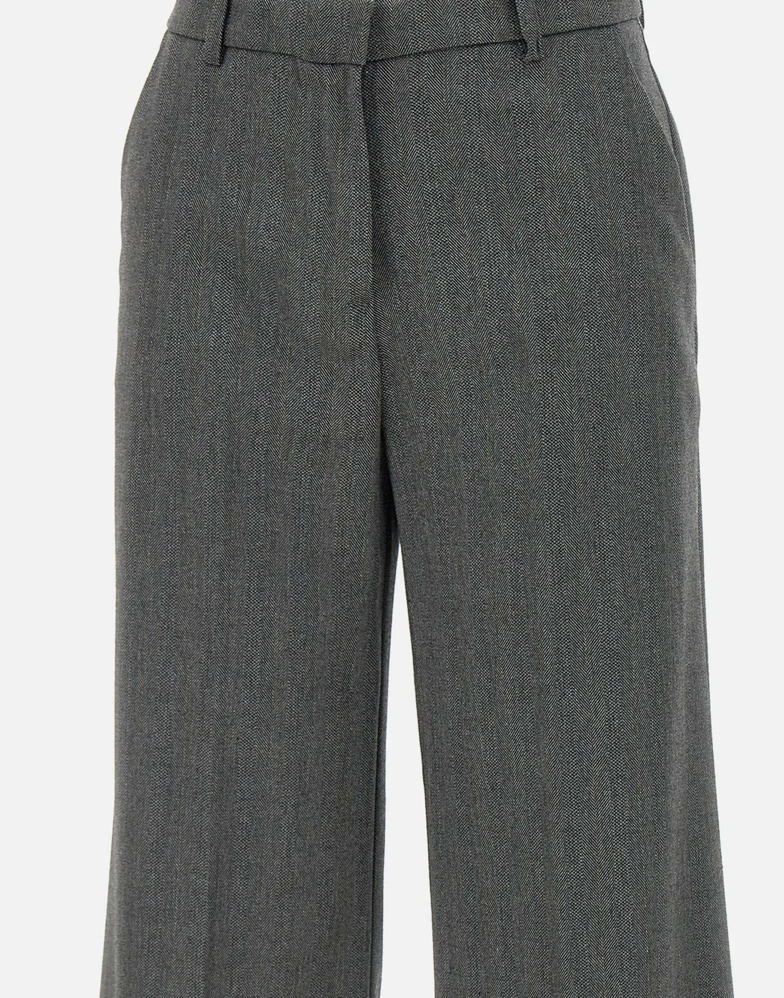 Viscose Blend Herringbone Trousers