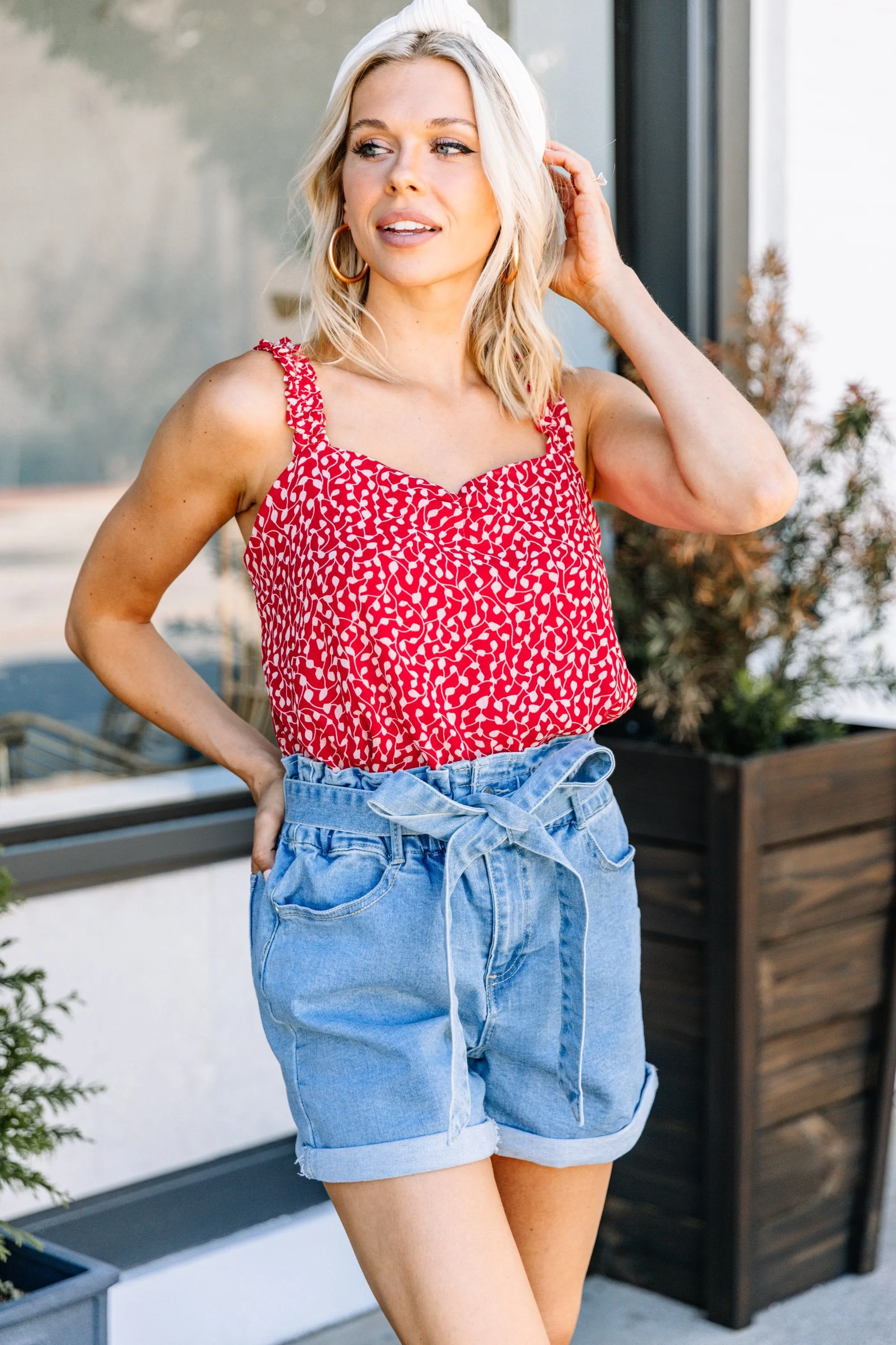 What You Need Light Blue Denim Paperbag Shorts