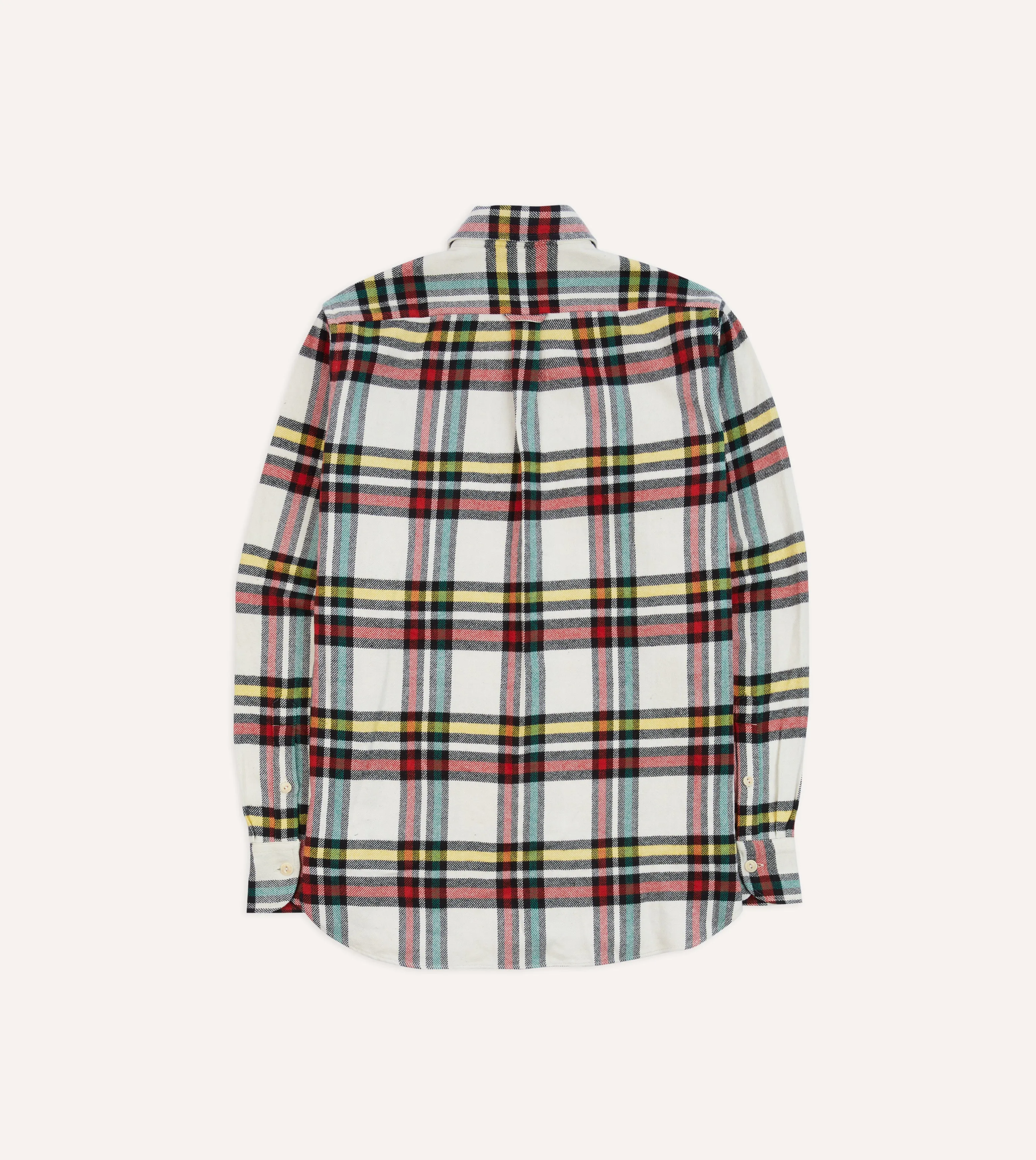 White Check Brushed Cotton Two-Pocket Work Shirt