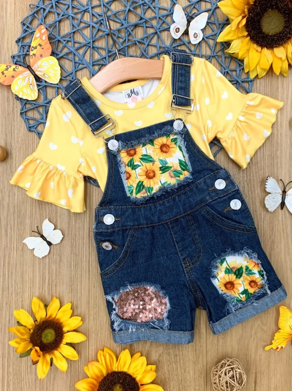 Yeehaw Denim Overall Shorts Set